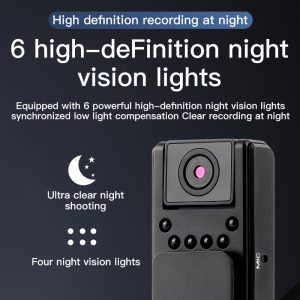 High-definition wearable human body camera with audio and night vision functions - 180° rotatable lens, 180° rotatable camera, supports a 32GB TF card slot, USB/power charging, ABS compact design, suitable for sports, outdoor adventures, travel (black), portable camera, Mini Body Cameras