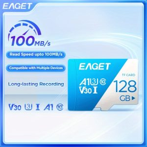 EAGET Mimi SD Card 256GB/128GB Memory Card, Blue & White Mini Memory SD Card 64GB/32GB Class 10 High Speed Flash Memory Card, Storage Memory Tf Sd Card Gift for Birthday/Easter/Boy/Girlfriend