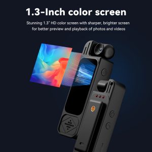 2K HD Wearable Sports Camera with 180° Rotating Lens & Night Vision - Portable bike helmet cam, action camera with Motion Detection, SD storage, for Cycling, Vlogging, Kids/Pet Monitoring - Ideal Gift for Adventurers (Black), Wearable Camera, Adventure Gear, Compact Design, Highquality Video, Outdoor Recording, Lightweight Design, Digital Stabilization, Content Creators